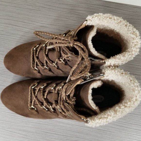 Dr. Scholl's Charmer Wedge Bootie, Brown Fabric, Womens Size 6 US / 36 - Picture 8 of 11